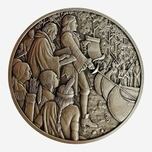 Vintage Pewter Coin La Salle Mississippi River Louisiana France Franklin Mint VG